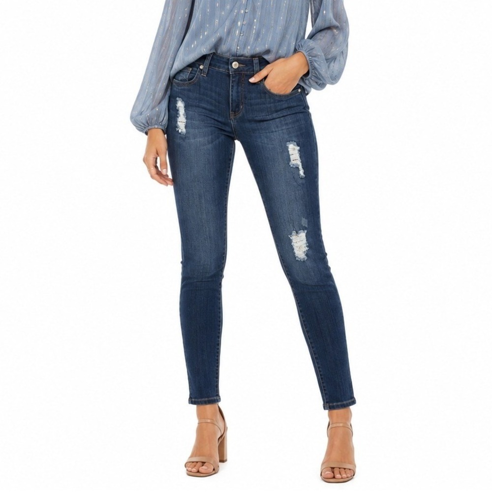 Altar'd State Skinny Jeans Women Size 27/5 Dark Wash Distressed Classic Stretch